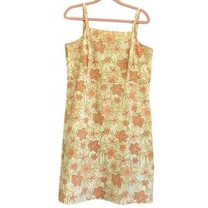 Tommy Bahama Cotton Sundress Women’s 8 Stretch Yellow Hawaiian Floral Print Warm